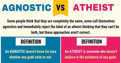 Agnostic Vs Atheist Difference Between Atheist Vs Agnostic 7 E S L