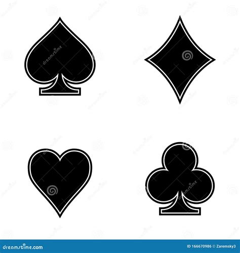 Black And White Playing Cards Suits Icon Set Stock Vector