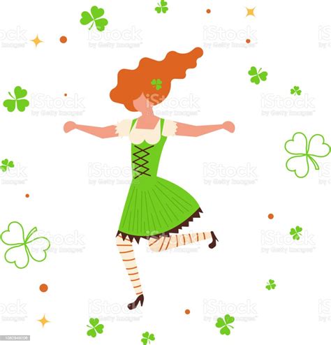 Cute Cartoon Girl Leprechaun Dancing Stock Illustration Download