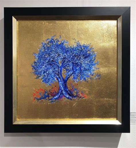 Anastasia Gklava Indigo Blossom Blue Tree Contemporary Oil On