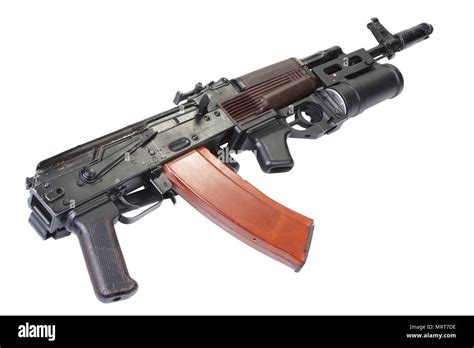 Kalashnikov Ak 74 With Gp 25 Grenade Launcher Isolated On White Stock