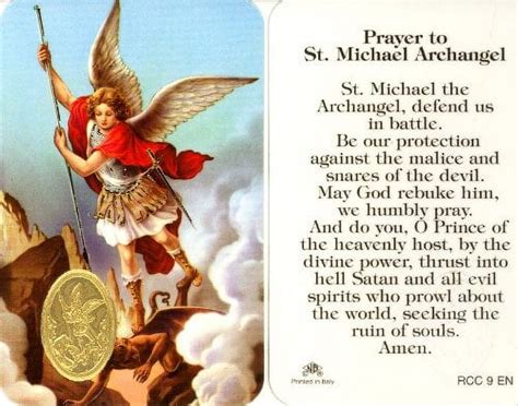 St Michael The Archangel Prayer Card Rcc 9e