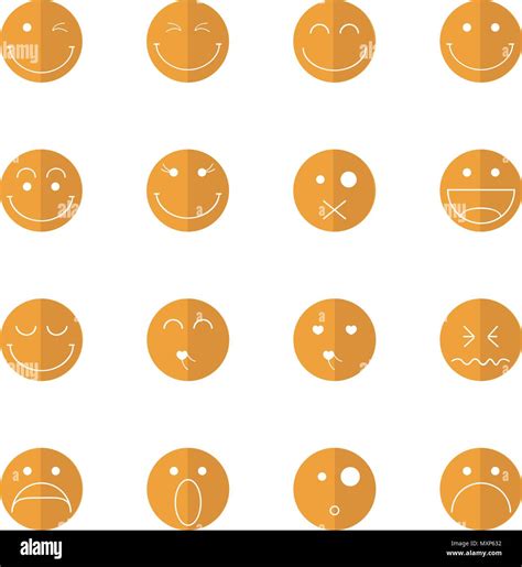 Set Of Emoticons Emoji Isolated On White Background Flat Illustration