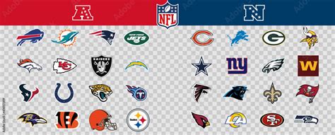 Vector Logos Of All Of The Teams In The Nfl Sorted By League And Conference Transparent