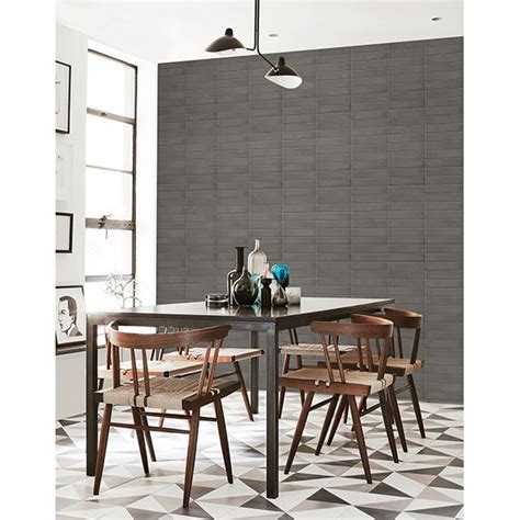 2540 24025 Midcentury Modern Dark Grey Brick Wallpaper By A