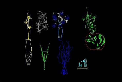 This set of cad library symbols includes a great set of unique, high quality indoor and outdoor cad plants, shrubs and cad trees. Decoration Flowers In Vase Plants Front View Elevation 2D ...