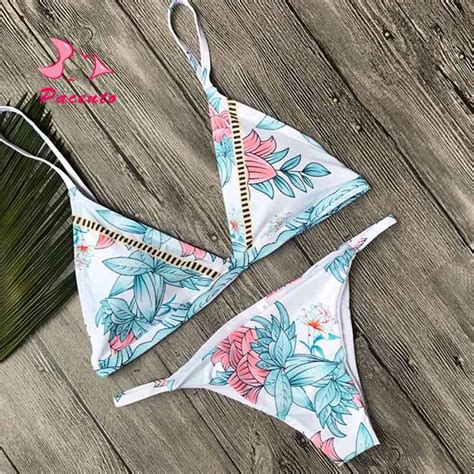 Pacento Strappy Vintage Floral Bikini Brazilian High Cut Biquini Beach Bathing Suits Women