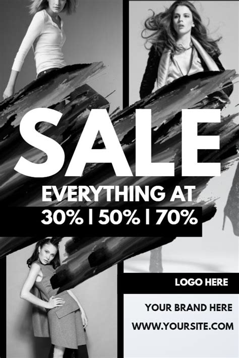 Black And White Sale Offer Flyer Graphic Design Social Media Template Clothing Sale Poster