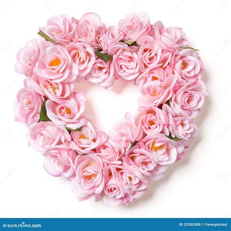Heart Shaped Pink Rose Arrangement On White Stock Image Image Of