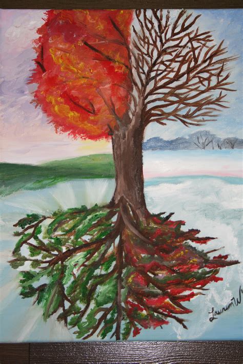 L Changing Seasons Painting Collage Paintings Kids Artwork