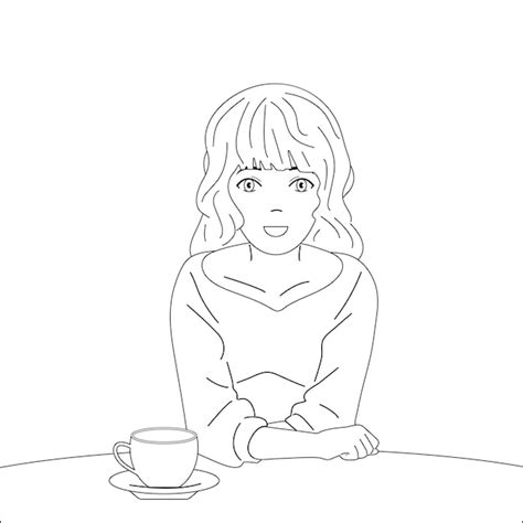 Premium Vector Girl With A Cup Of Coffee Or Tea Smile And Good Mood
