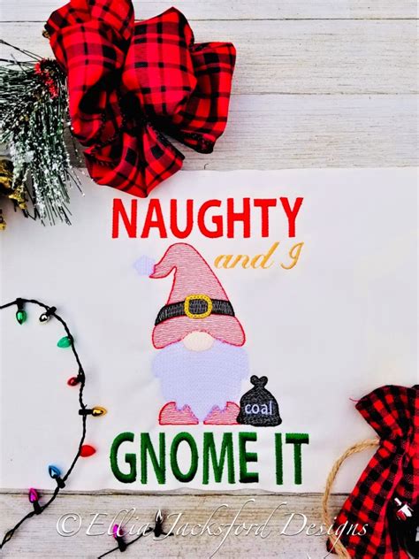 Naughty Gnome Sketch 3 Sizes Products Swak Embroidery
