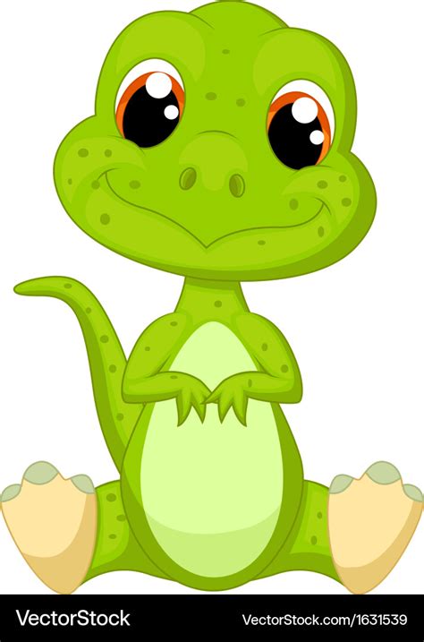 Cute Green Dinosaur Cartoon Royalty Free Vector Image