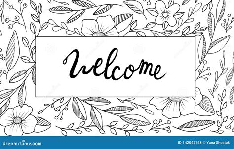 Hand Drawn Invitation Card Welcome Stock Vector Illustration Of