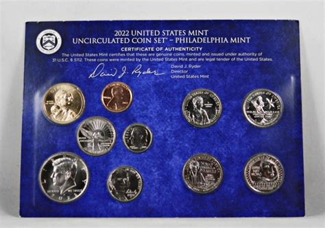 2022 United States Mint Uncirculated Coin Setphiladelphiasignature Of David J Rydernew