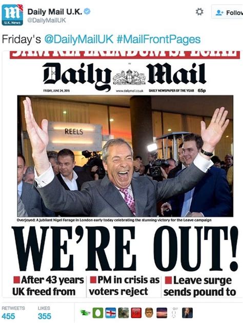 Were Out Front Pages Reflect Historic Brexit