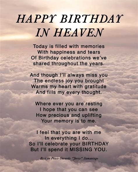 A Poem Written In The Clouds That Says Happy Birthday In Heaven