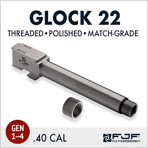 Glock 22 Threaded Pistol Barrel 40 Cal Polished Steel Gen 1 4