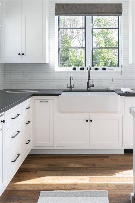 White Cabinets With Matte Black Handles : Parakeet Kitchen Featuring A ...