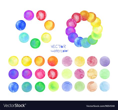 Set Of Rainbow Watercolor Circles Royalty Free Vector Image