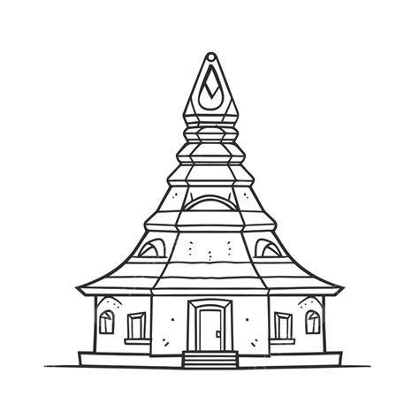Silhouette Sketch Illustration Of A Buddhist Temple Of Irun Outline