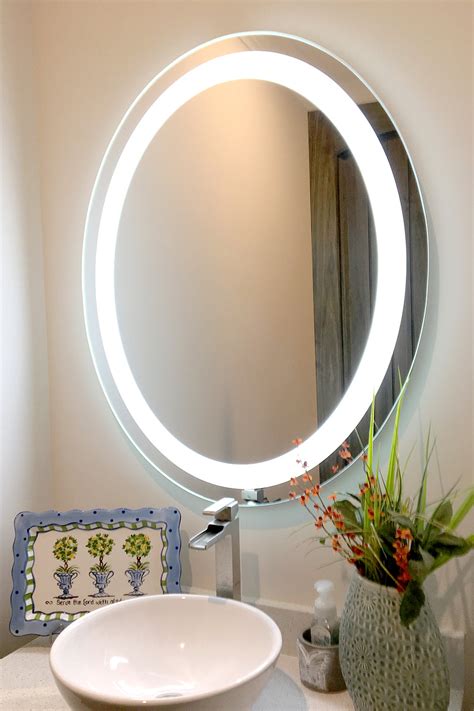 Front Lighted Led Bathroom Vanity Mirror 30 X 36 Oval Mirrors