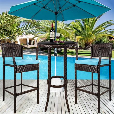 High Top Outdoor Table And Stools Patio Furniture High Top Table Set