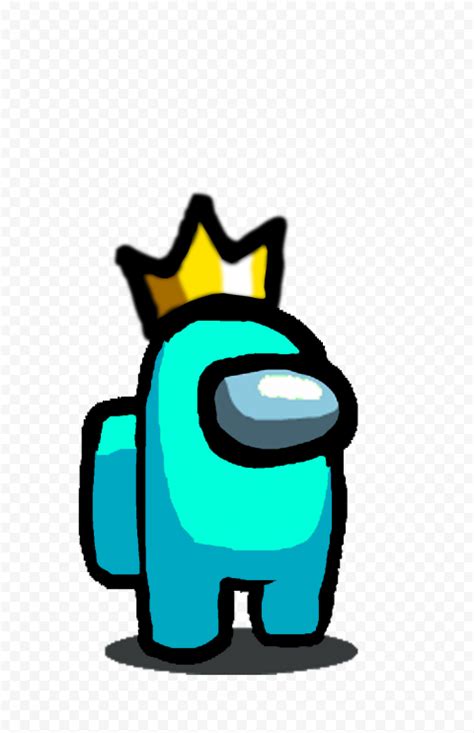 Hd Among Us Cyan Crewmate Character With Crown Hat Png Citypng