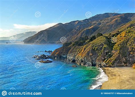 Mountainous Coast Of California At A Viewpoint Along The Us1 Big Sur