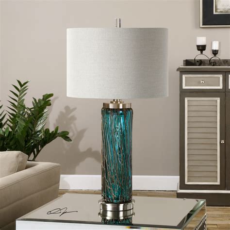 Almanzora Contemporary Teal Glass Table Lamp | Innovations Designer Home Decor