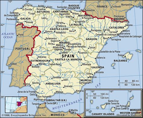 Карта Испании и географическое описание страны столица факты информация
