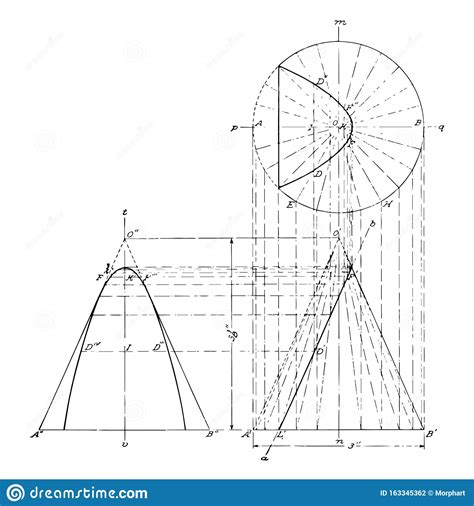 Conic Section Parabola Vintage Illustration Stock Vector