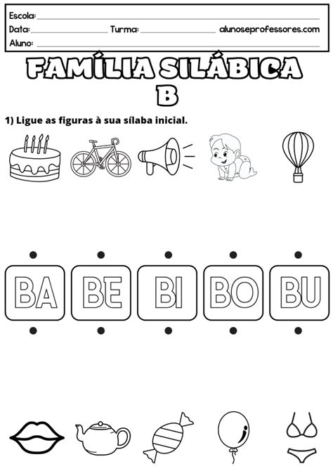 Atividades Com A Família Silábica Do B Para Imprimir Alunos E Professores