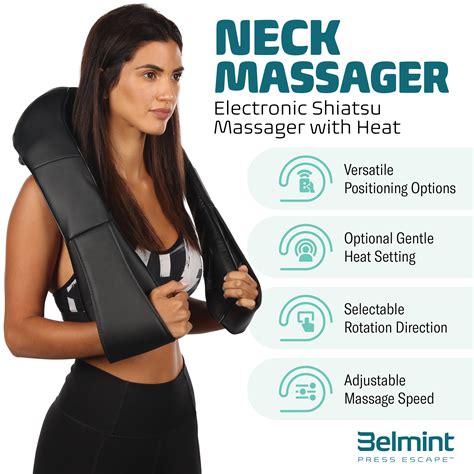 Belmint Shiatsu Massager With Heat 8 Deep Kneading Nodes For Neck Back And Shoulder