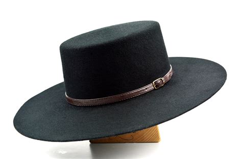 Bolero Hat The Galloper Black Wool Felt Flat Crown Wide Etsy Australia