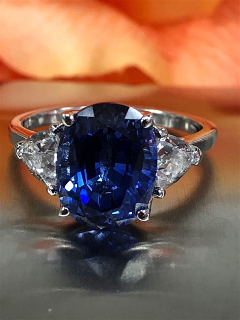 4ct Oval Cut Blue Sapphire Diamond Engagement Halo Ring 14k White Gold