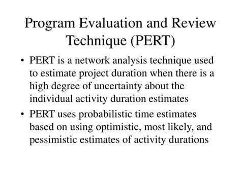 Program Evaluation And Review Technique Program Evaluation And Review