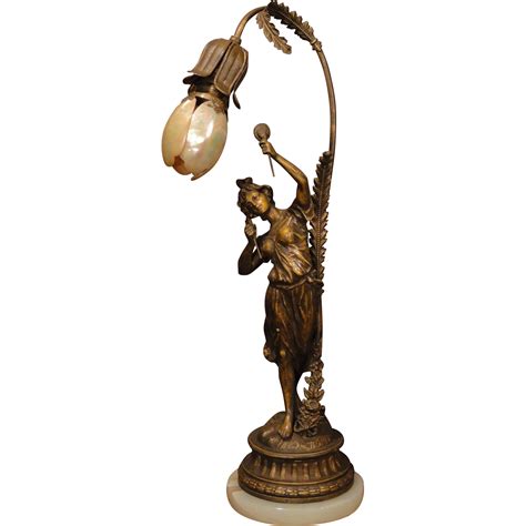 This Beautiful Art Nouveau Figural Lamp Circa 1895 1910 Has A Lovely
