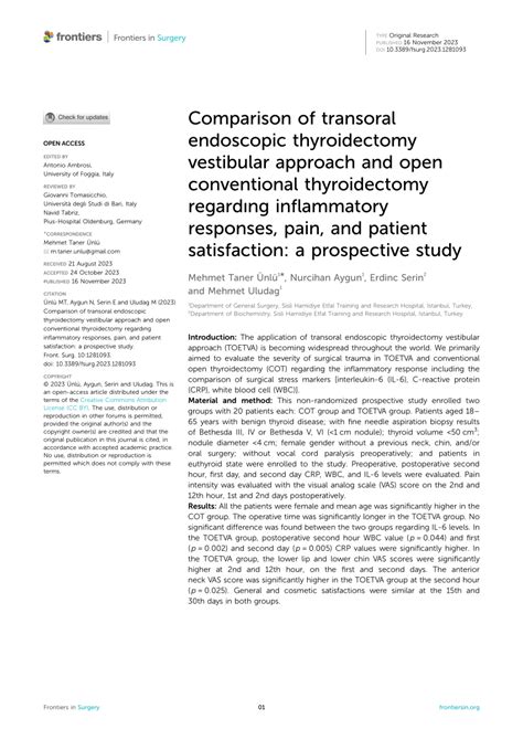 Pdf Comparison Of Transoral Endoscopic Thyroidectomy Vestibular
