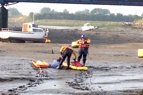 Man Rescued After Being Stuck In Mud In Rhyl North Wales Live