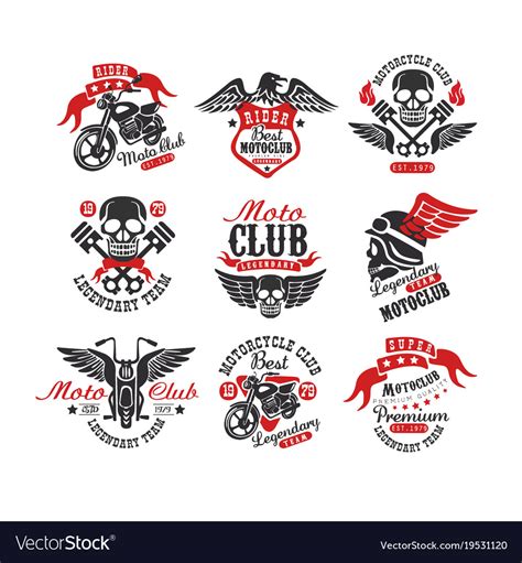 Collection Vintage Motorcycle Emblems Original Vector Image