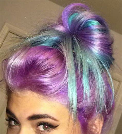 Purple Blue Messy Bun Dyed Hair Color Lilithstalker Dyed Hair Hair