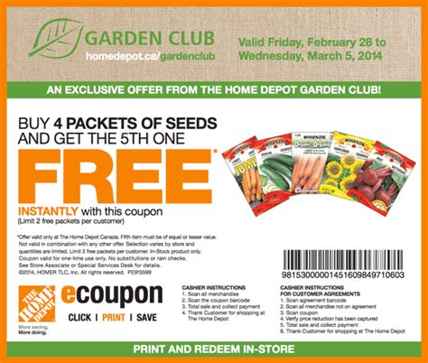 The Home Depot Garden Club Printable Coupons Buy 4 Packets Of Seeds