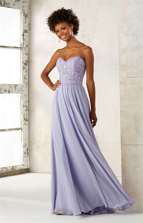 Mori Lee Bridesmaid 21501 Embroidered Floral Strapless Dress
