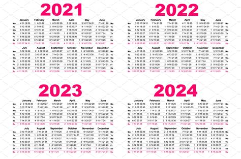 Set 2021 2022 2023 2024 Calendar Graphic Objects ~ Creative Market