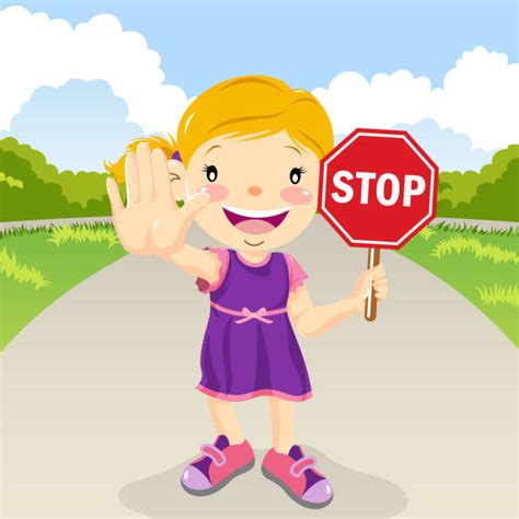 Royalty Free Child Stop Warning Sign Vector Illustration Clip Art