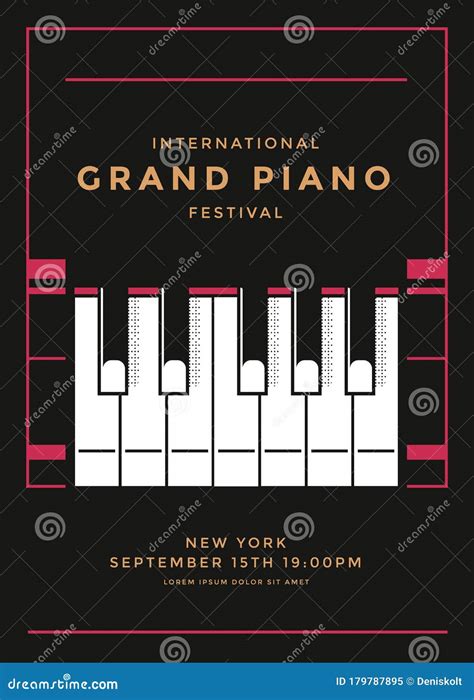 Grand Piano Concert Poster Design Piano Keys Stock Vector