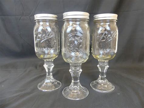 Lot Set Of Ball Mason Jar Redneck Wine Glasses Hidden Treasure