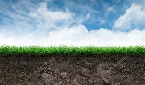 Soil And Grass In Blue Sky ⬇ Stock Photo Image By © Fotoslaz 34701039