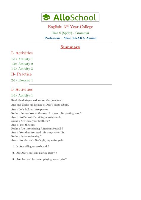 Solution Unit 8 Sport Grammar 2 Studypool